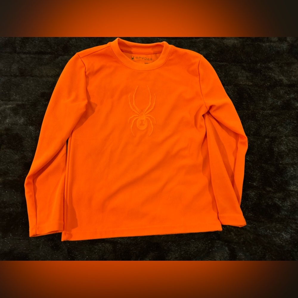 Spyder Boys Base Layer Shirt Orange Performance Athletic Youth Small 8